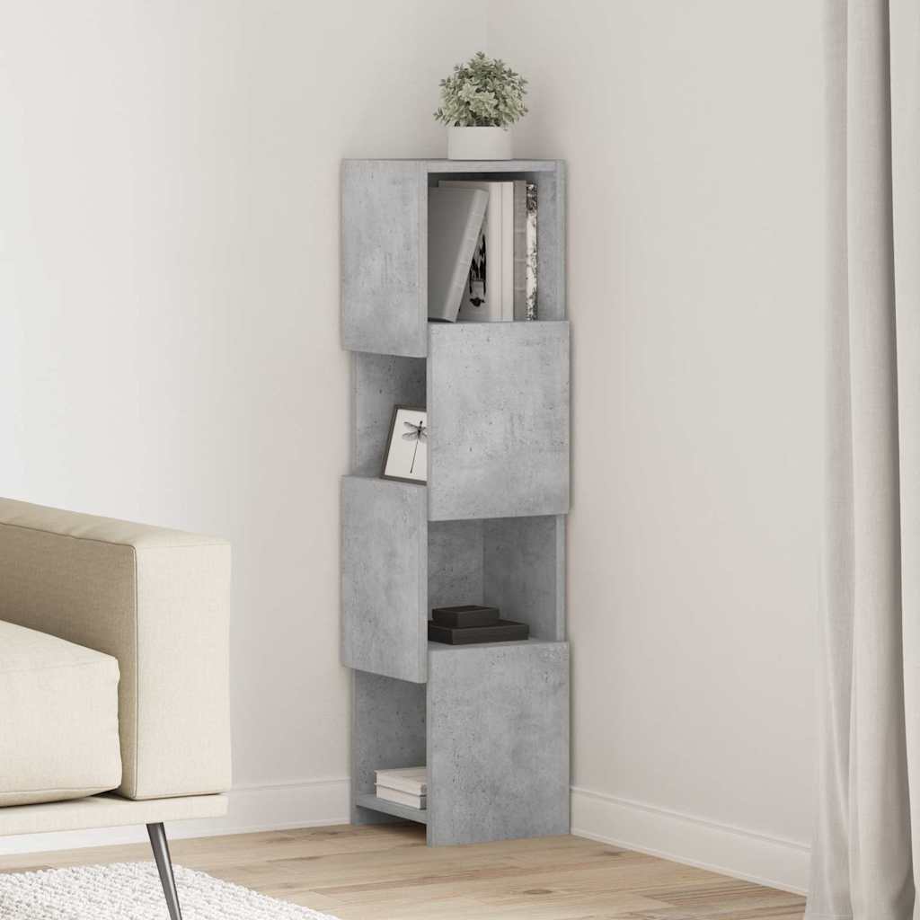 Mobile angolare Grigio cemento 25,5x25x102cm Legno multistrato