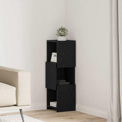 Mobile angolare Rovere Nero 25,5x25x80cm Legno multistrato
