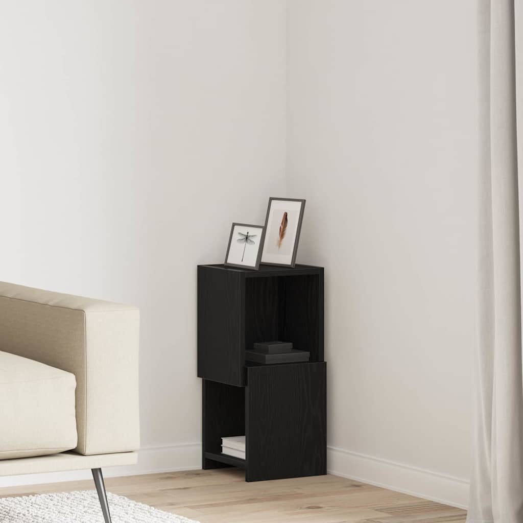 Mobile angolare Rovere Nero 25,5x25x55cm Legno multistrato