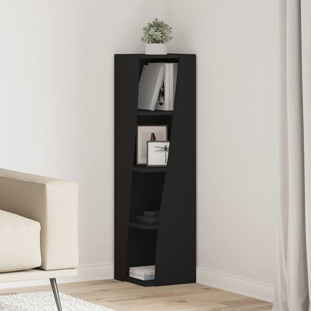 Mobile angolare Nero 27,5x27x102cm Legno multistrato
