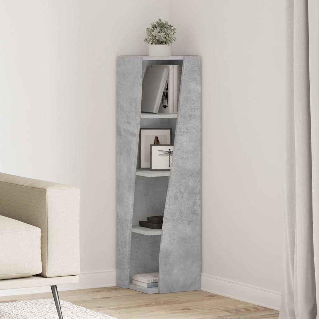 Mobile angolare Grigio cemento 27,5x27x102cm Legno multistrato