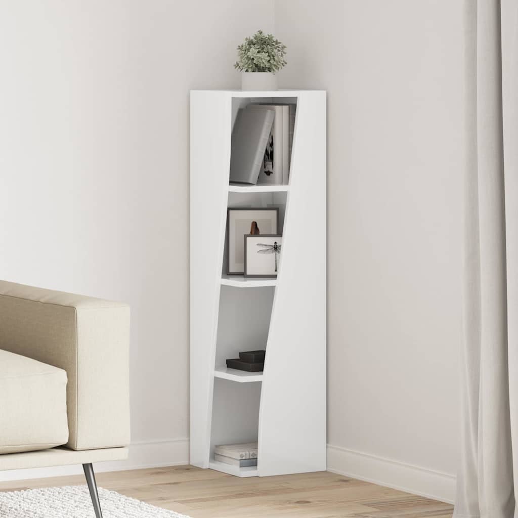 Mobile angolare Bianco Lucido 27,5x27x102cm Legno multistrato