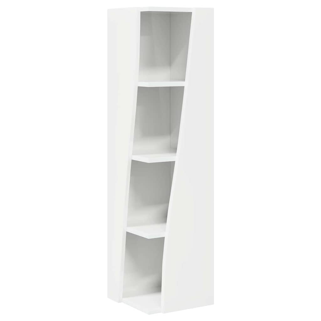 Mobile angolare Bianco Lucido 27,5x27x102cm Legno multistrato