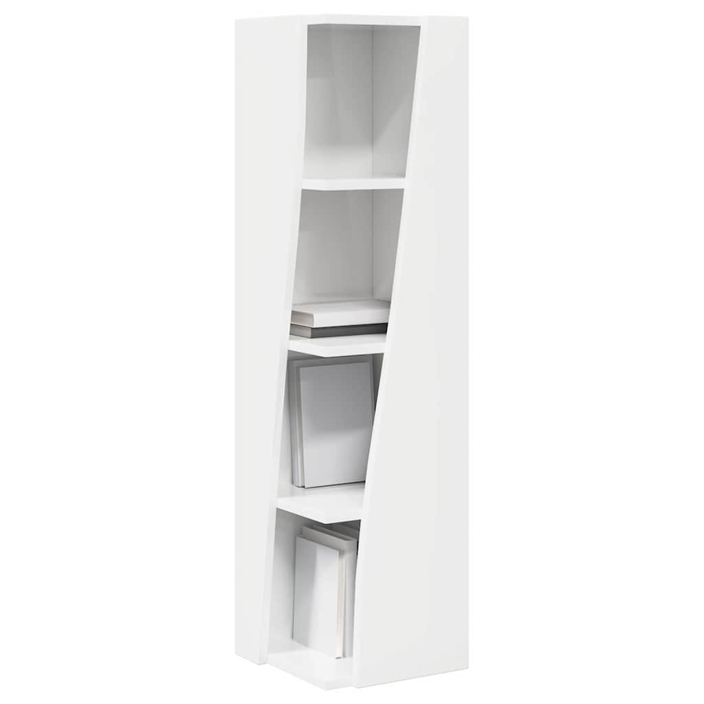 Mobile angolare Bianco Lucido 27,5x27x102cm Legno multistrato