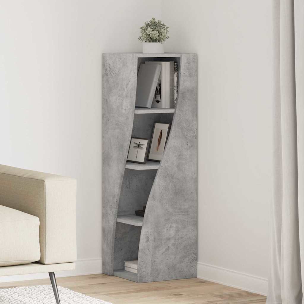 Mobile angolare Grigio cemento 32x32x102cm Legno multistrato