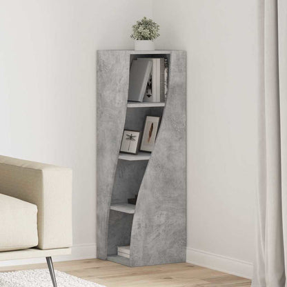 Mobile angolare Grigio cemento 32x32x102cm Legno multistrato
