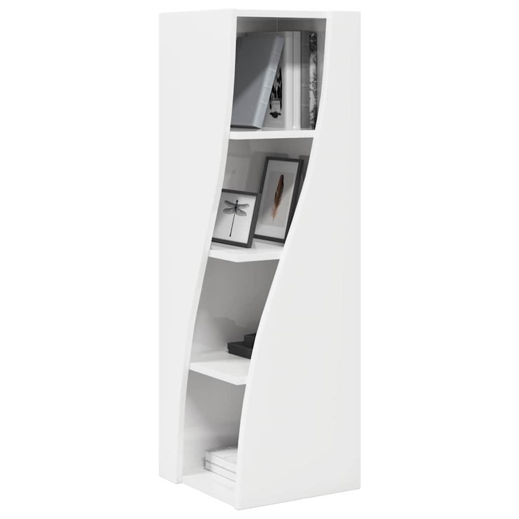 Mobile angolare Bianco Lucido 32x32x102cm Legno multistrato