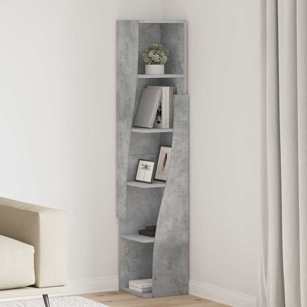 Mobile angolare Grigio cemento 27,5x27x140cm Legno multistrato