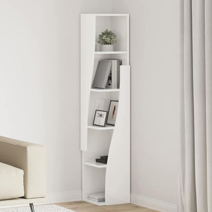 Mobile angolare Bianco Lucido 27,5x27x140cm Legno multistrato