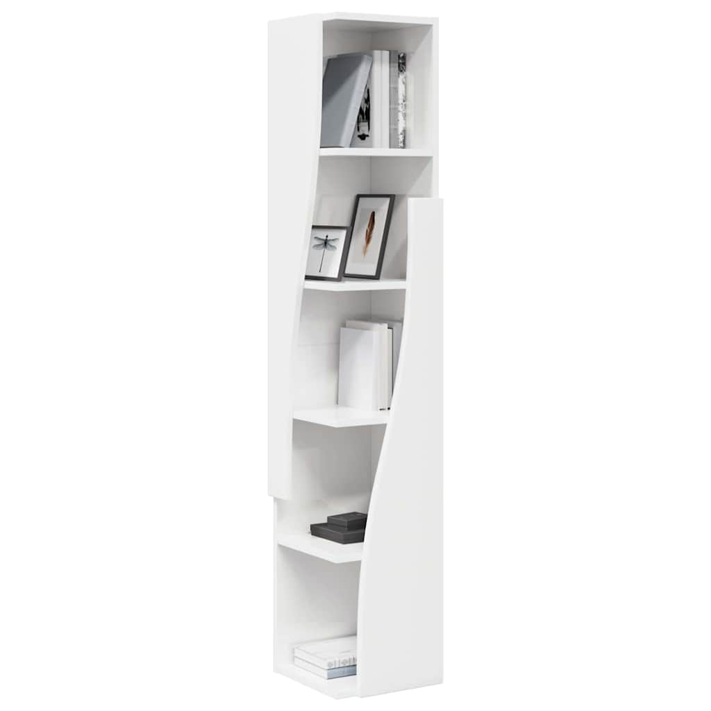 Mobile angolare Bianco Lucido 27,5x27x140cm Legno multistrato