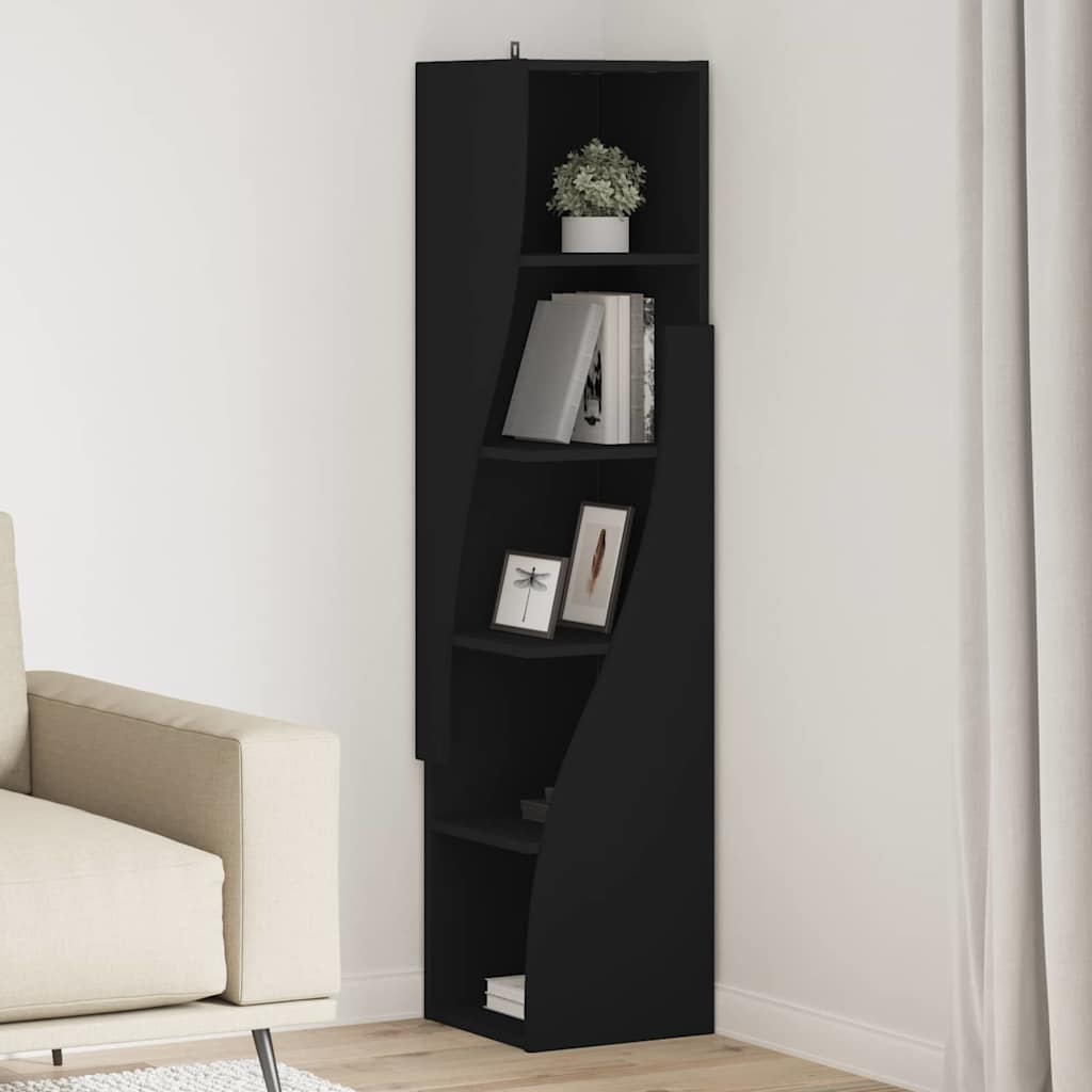 Mobile angolare Nero 32x32x140cm Legno multistrato
