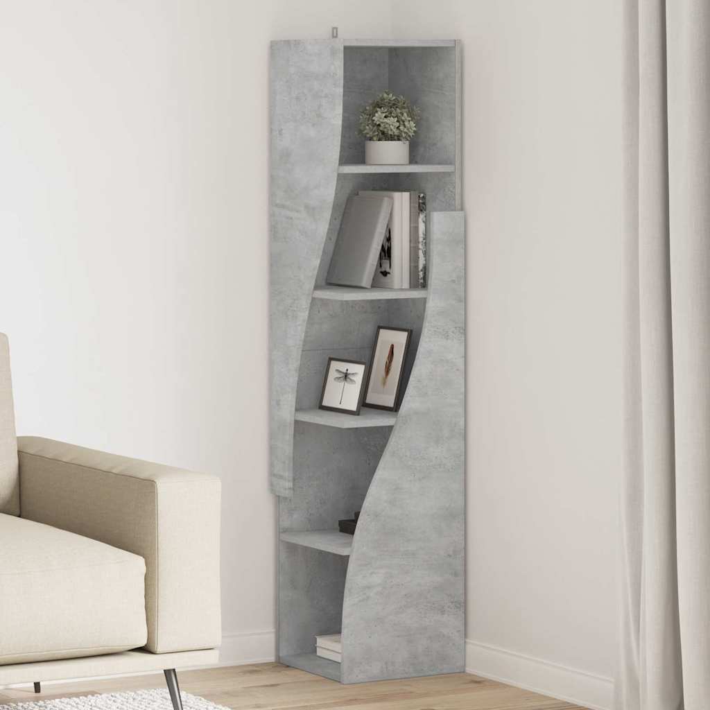 Mobile angolare Grigio cemento 32x32x140cm Legno multistrato