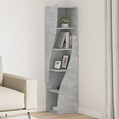 Mobile angolare Grigio cemento 32x32x140cm Legno multistrato