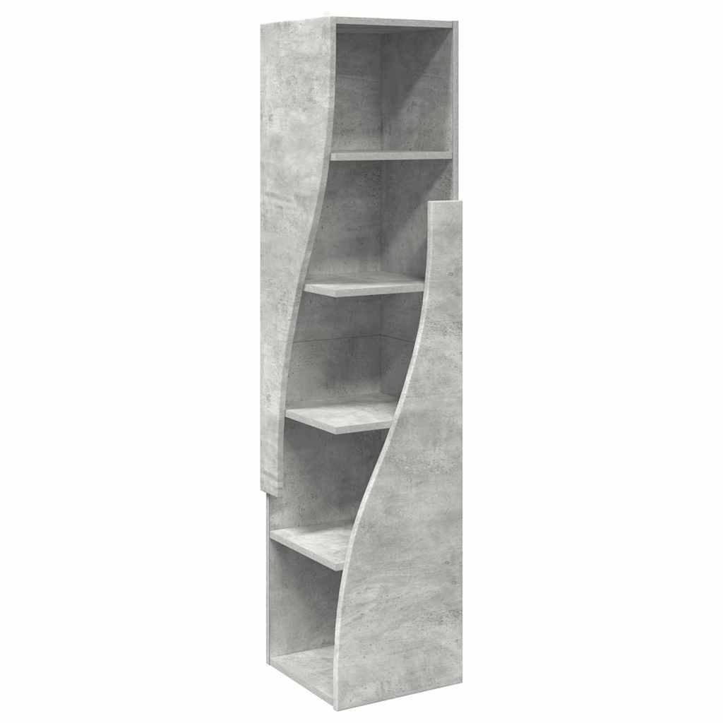 Mobile angolare Grigio cemento 32x32x140cm Legno multistrato