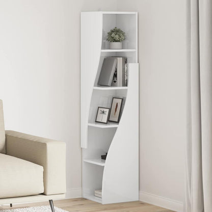 Mobile angolare Bianco Lucido 32x32x140cm Legno multistrato
