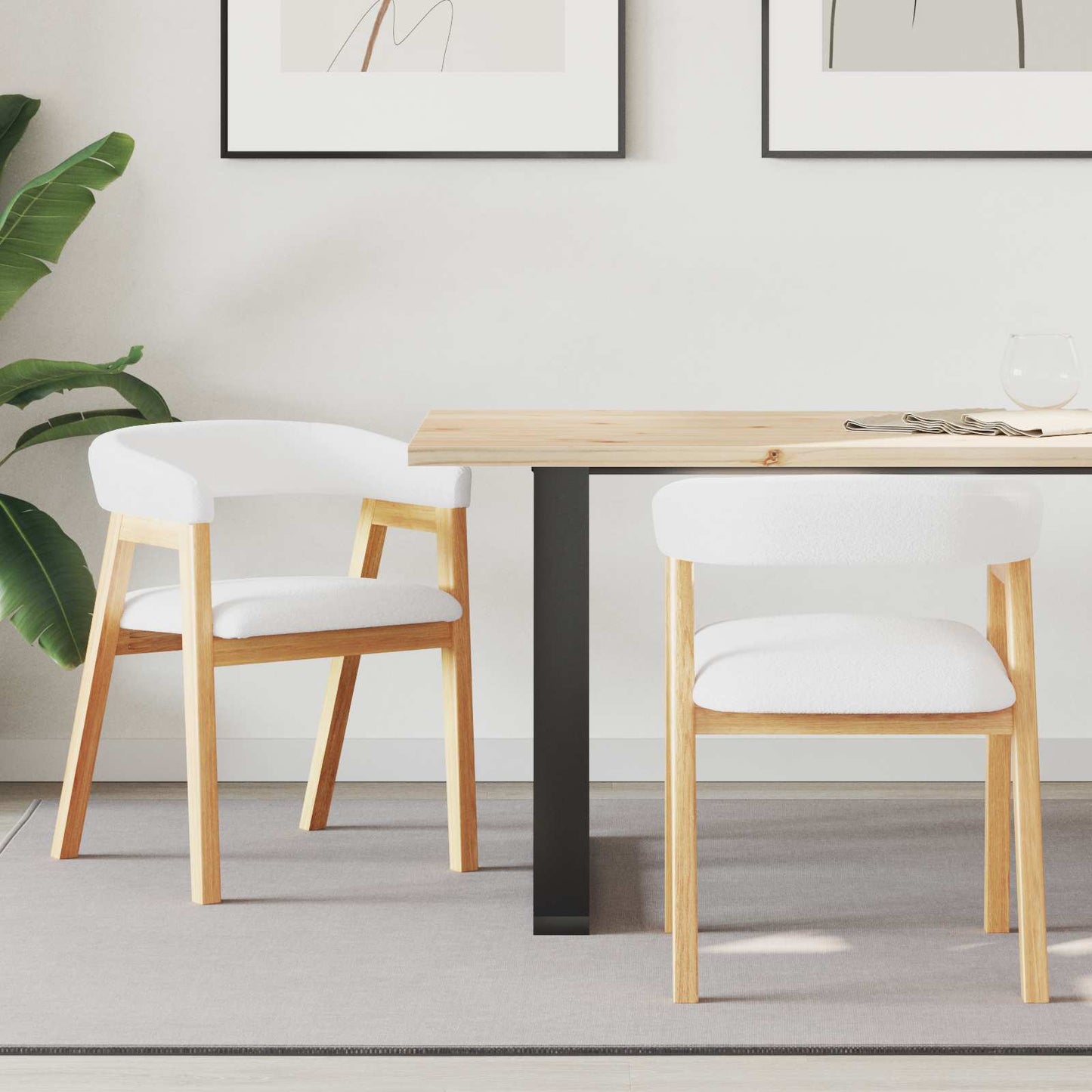 Sedie da pranzo 2 pcs Naturale 54 x 57 x 73 cm