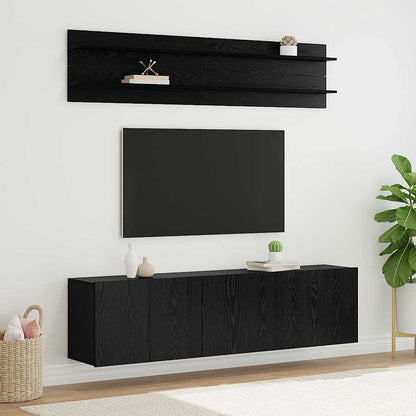 UnitÃ  TV Montaggio a parete 6 pcs Rovere nero Legno multistrato