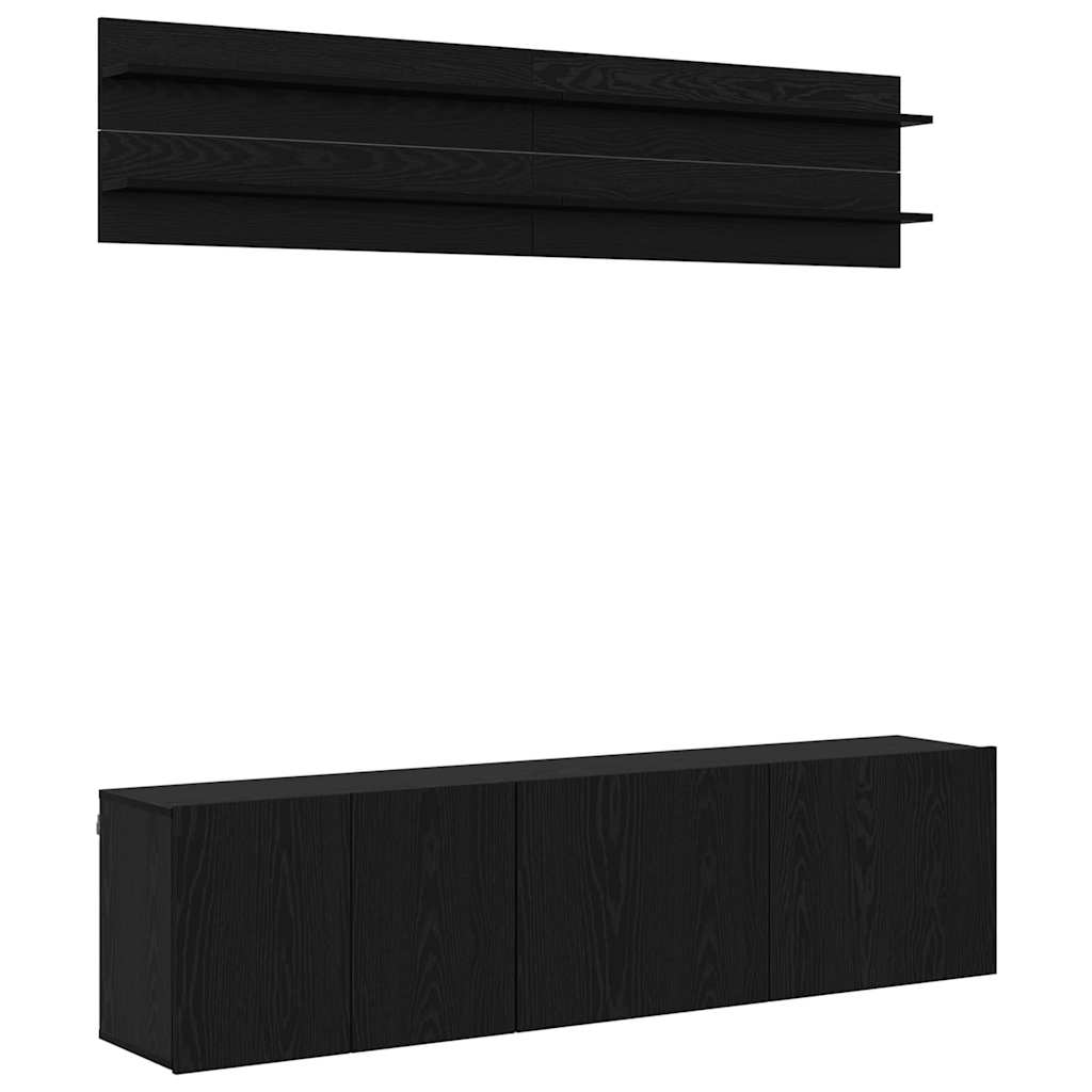 UnitÃ  TV Montaggio a parete 6 pcs Rovere nero Legno multistrato