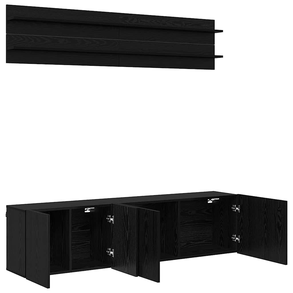 UnitÃ  TV Montaggio a parete 6 pcs Rovere nero Legno multistrato