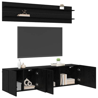 UnitÃ  TV Montaggio a parete 6 pcs Rovere nero Legno multistrato