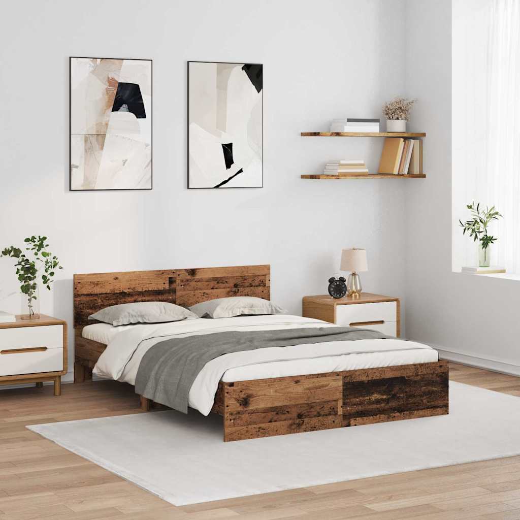 Struttura del letto con testiera Legno vecchio 135 x 190 cm