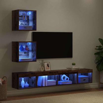 UnitÃƒÂ  a muro per TV con LED con led 5 pcs Legno vecchio
