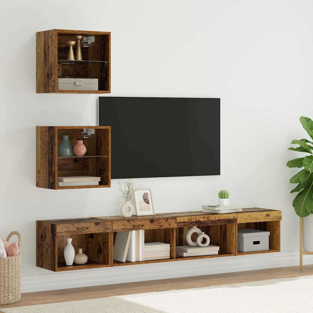 UnitÃƒÂ  a muro per TV con LED con led 5 pcs Legno vecchio