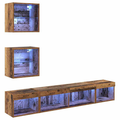 UnitÃƒÂ  a muro per TV con LED con led 5 pcs Legno vecchio