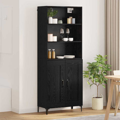 Credenza 2 pcs Rovere Nero Legno multistrato