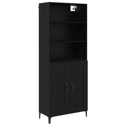 Credenza 2 pcs Rovere Nero Legno multistrato