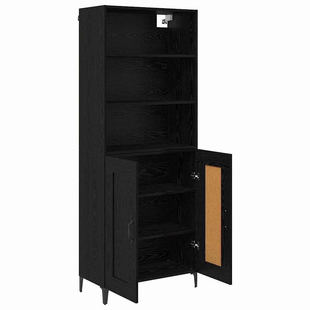 Credenza 2 pcs Rovere Nero Legno multistrato