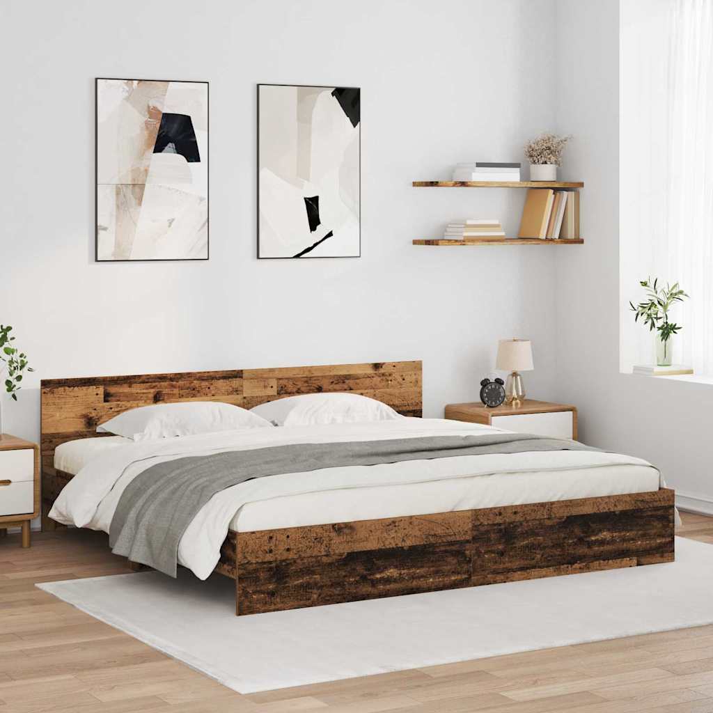Struttura del letto con testiera Legno vecchio 200 x 200 cm