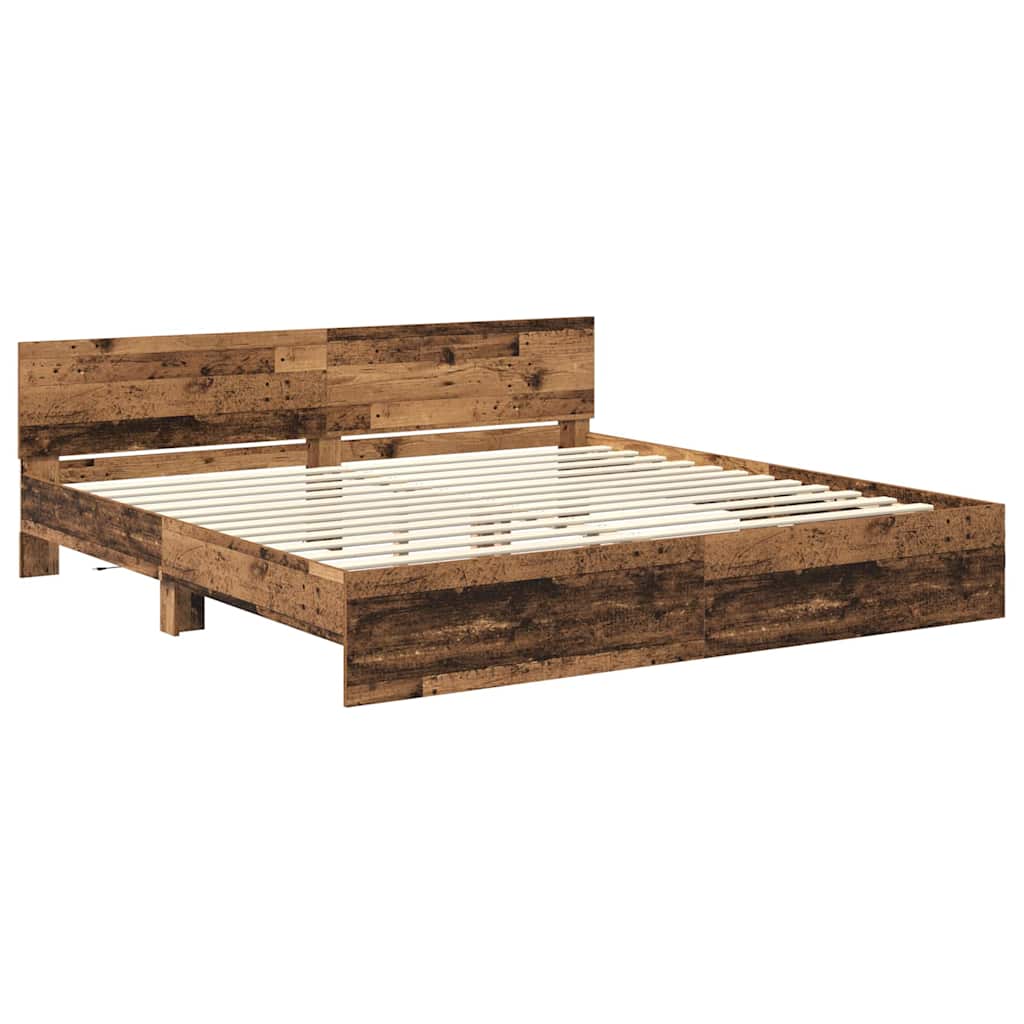 Struttura del letto con testiera Legno vecchio 200 x 200 cm