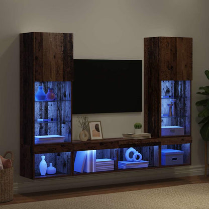 UnitÃƒÂ  a muro per TV con LED con led 5 pcs Legno vecchio