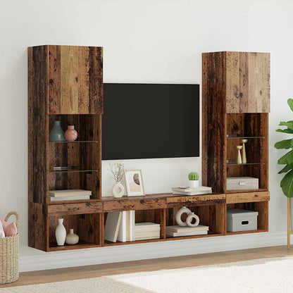 UnitÃƒÂ  a muro per TV con LED con led 5 pcs Legno vecchio