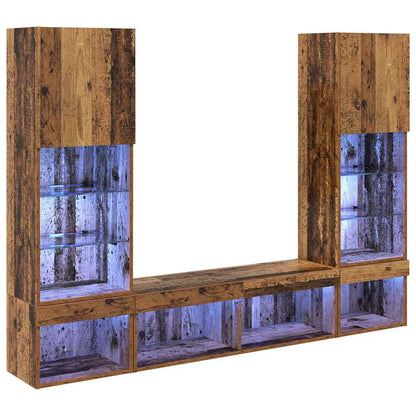 UnitÃƒÂ  a muro per TV con LED con led 5 pcs Legno vecchio