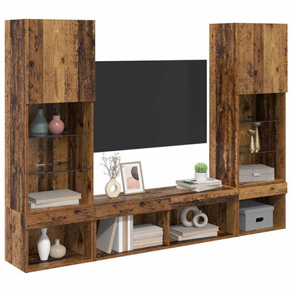 UnitÃƒÂ  a muro per TV con LED con led 5 pcs Legno vecchio