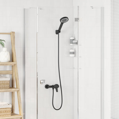 Set di doccia con soffione Nero G 1 / 2 pollici Ottone