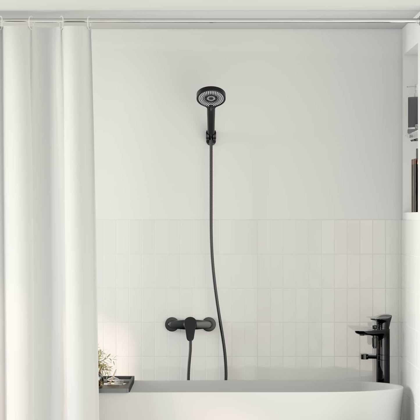 Set di doccia con soffione Nero G 1 / 2 pollici