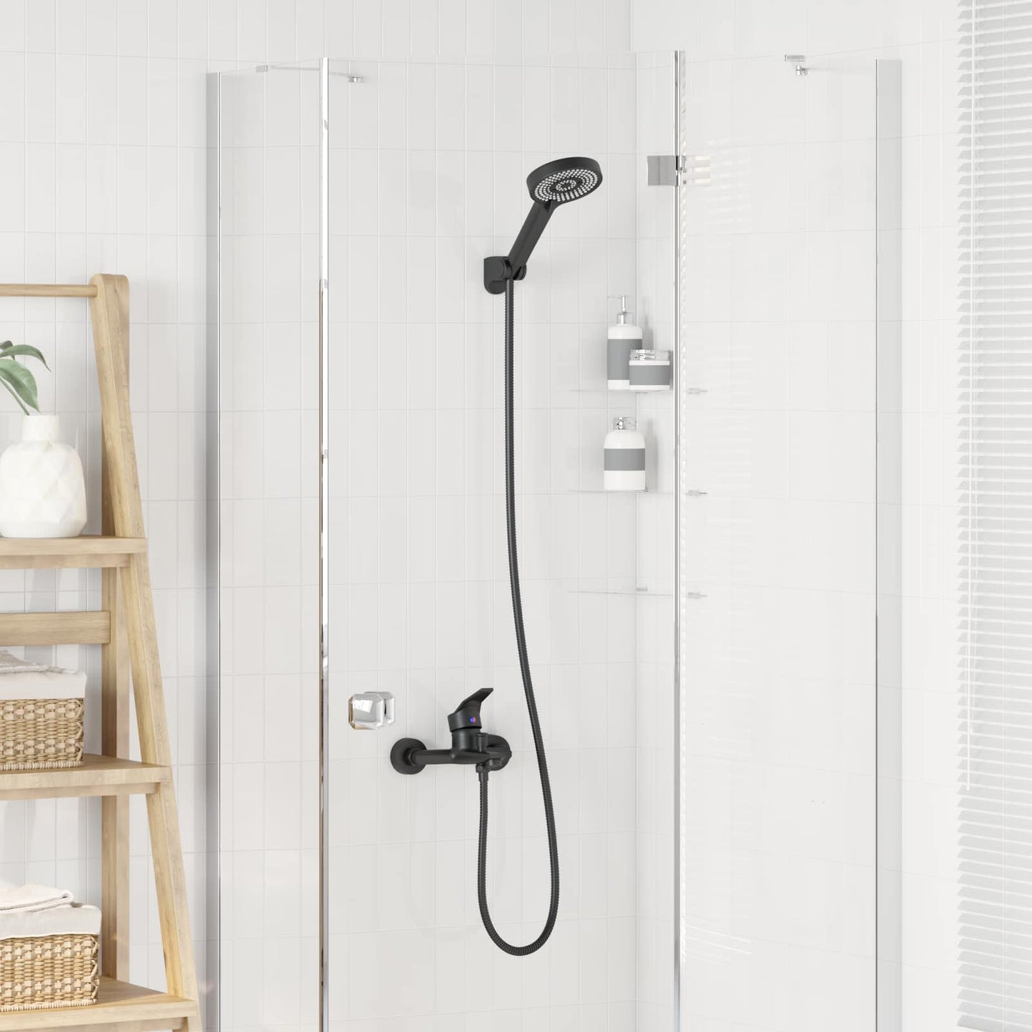 Set di doccia con soffione Nero G 1 / 2 pollici