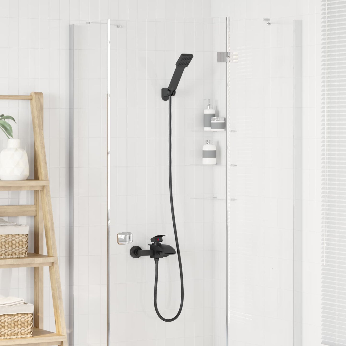 Set di doccia con soffione Nero G 1 / 2 pollici
