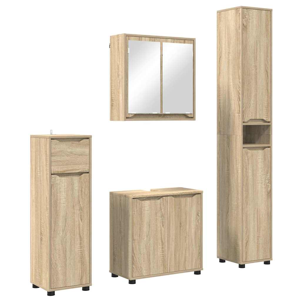 Set di mobili per il bagno con cassetto 4 pcs Rovere Sonoma
