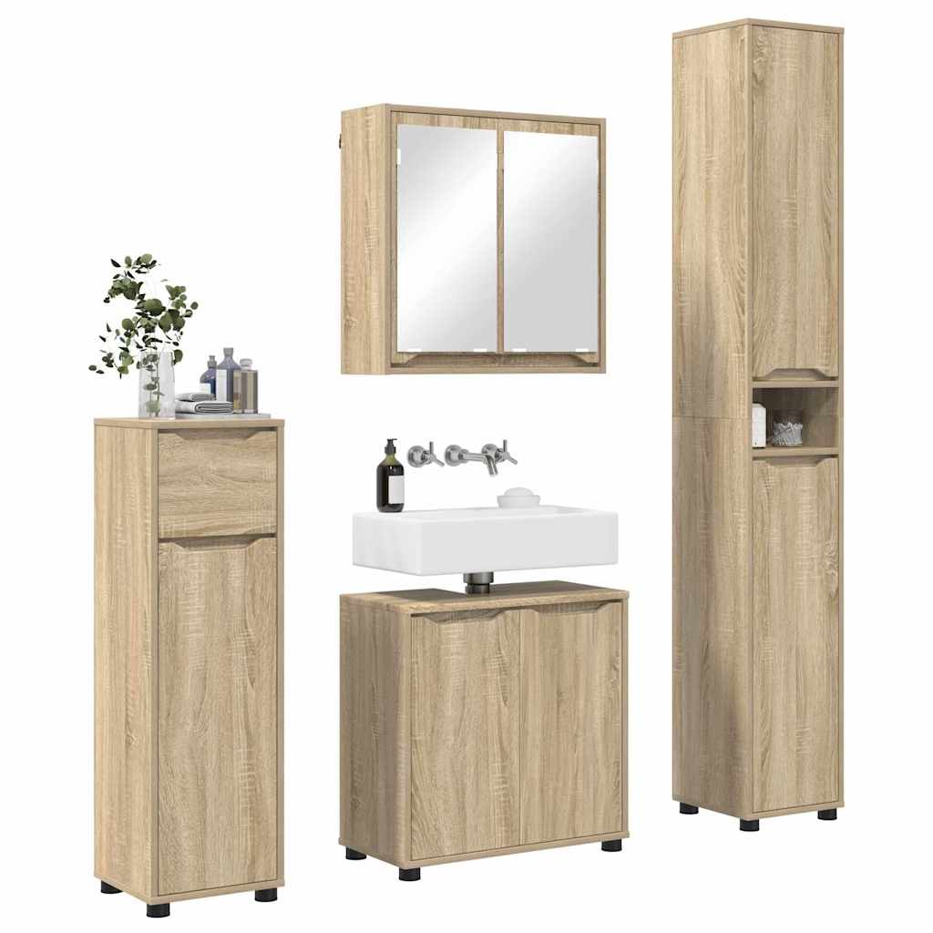 Set di mobili per il bagno con cassetto 4 pcs Rovere Sonoma
