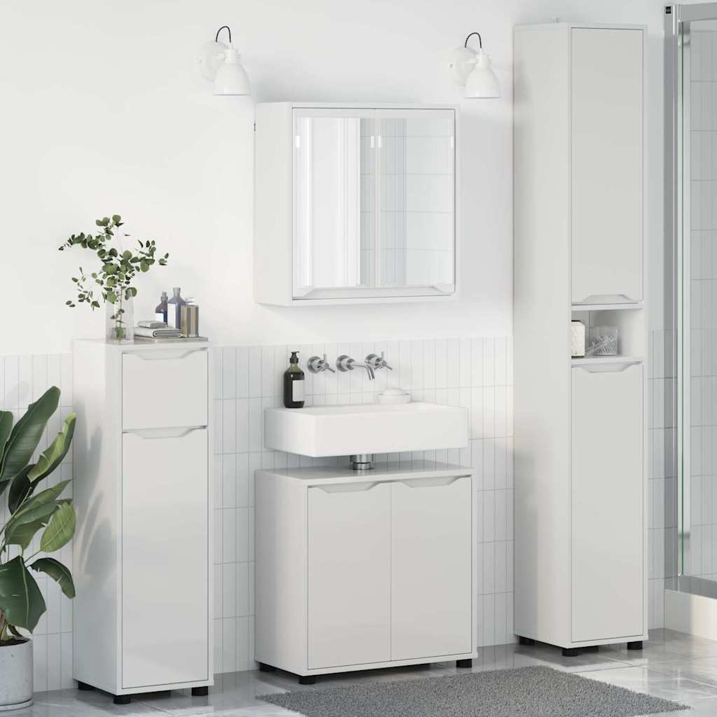 Set di mobili per il bagno con cassetto 4 pcs Bianco Lucido