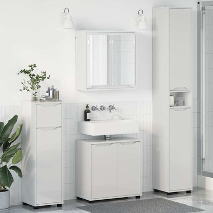 Set di mobili per il bagno con cassetto 4 pcs Bianco Lucido