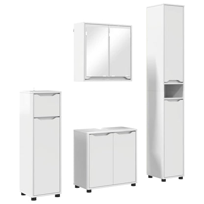 Set di mobili per il bagno con cassetto 4 pcs Bianco Lucido