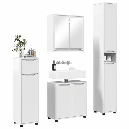 Set di mobili per il bagno con cassetto 4 pcs Bianco Lucido