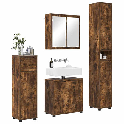 Set di mobili per il bagno 4 pcs Rovere fumÃ© Legno multistrato