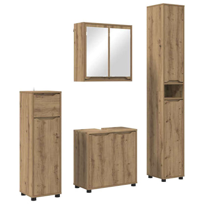 Set di mobili per il bagno con ruota 4 pcs Rovere artigianale