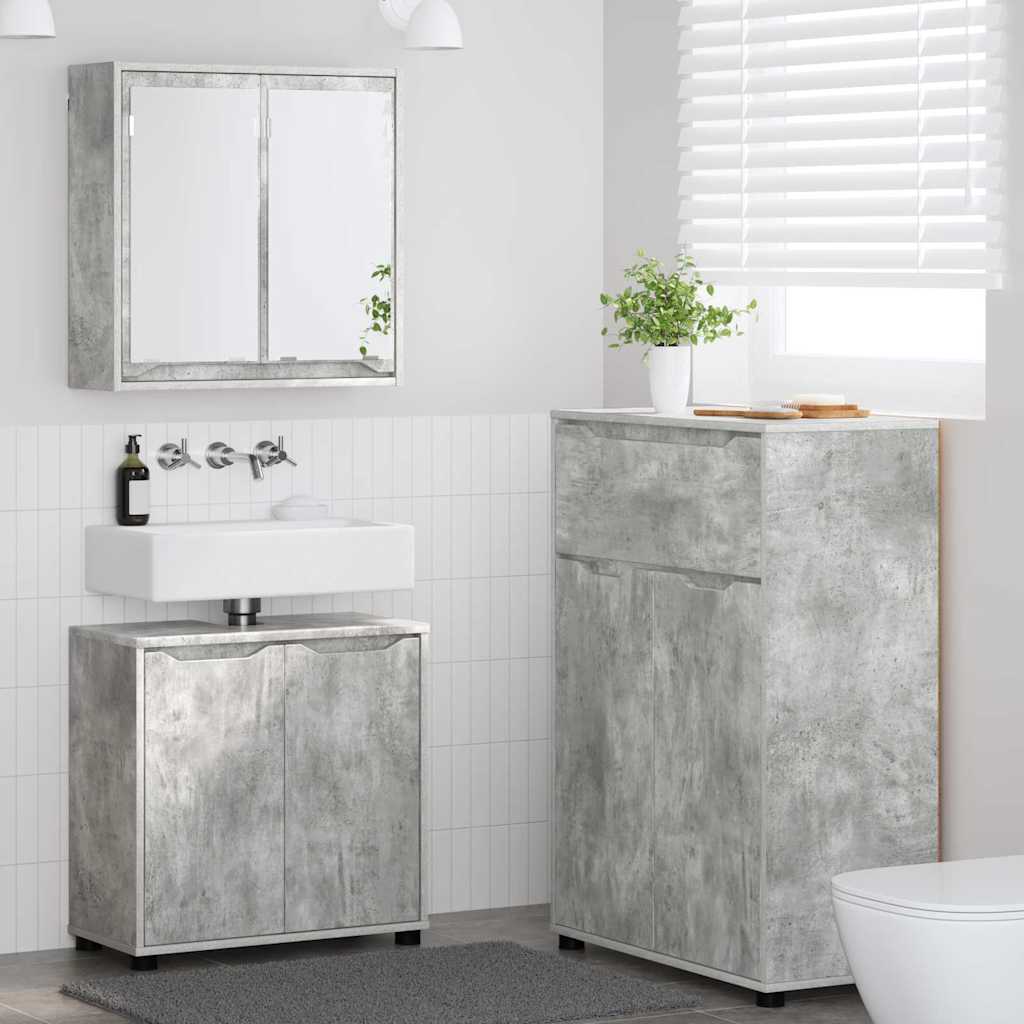 Set di mobili per il bagno con cassetto 3 pcs Grigio cemento